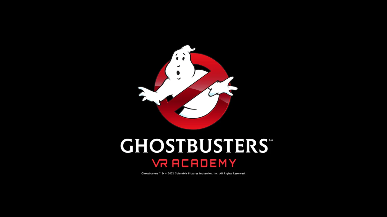 Ghostbusters VR Academyのロゴとプロトンパックを構える登場人物