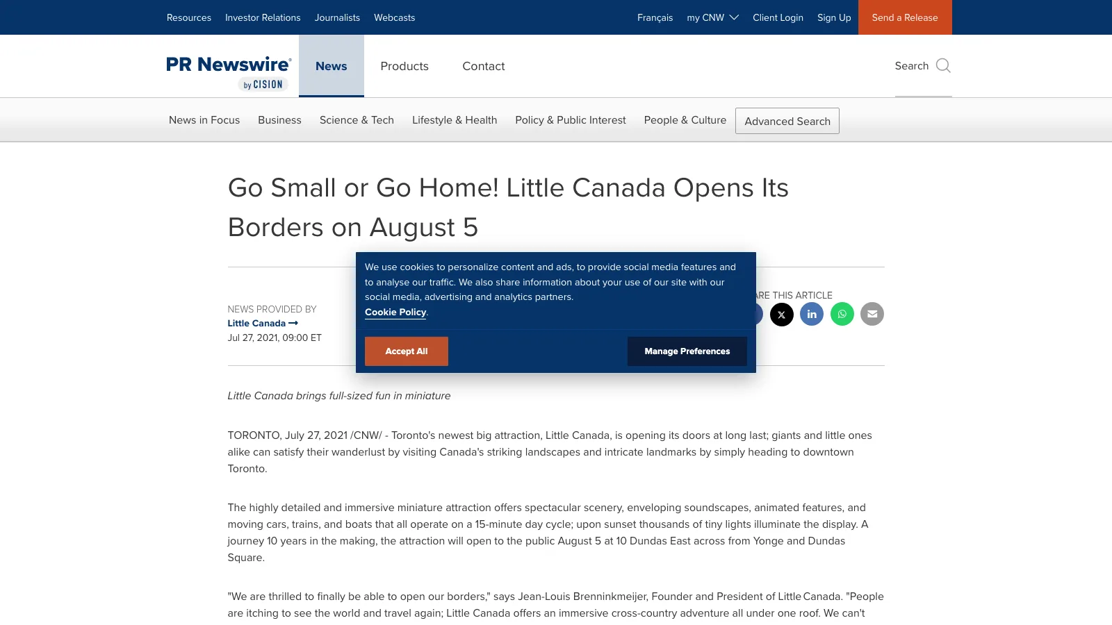 Little Canadaに展示されたカナダのミニチュア風景