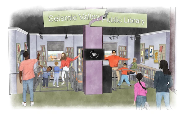 地震シミュレーター「Seismic Valley Library」の完成予想図